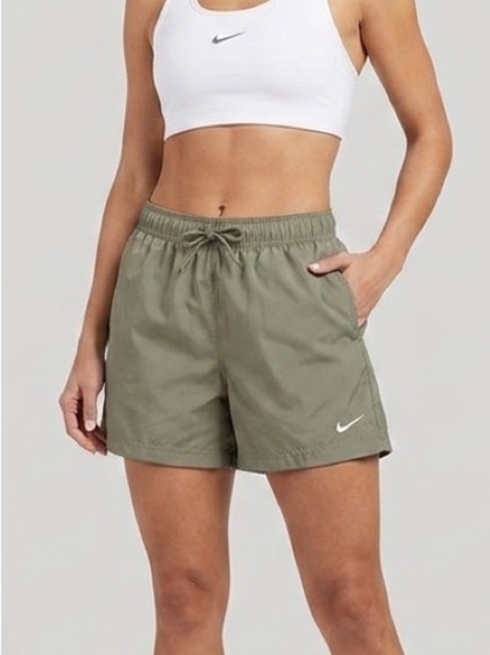 Nike Women’s Olive Green Khaki Athletic Shorts, Size XS extra small drawstring